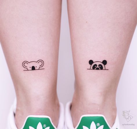 bear pair Koala Tattoo, Cute Animal Tattoos, Tato Henna, Panda Tattoo, Muster Tattoos, Bff Tattoos, Friendship Tattoos, Cool Small Tattoos, Most Popular Tattoos