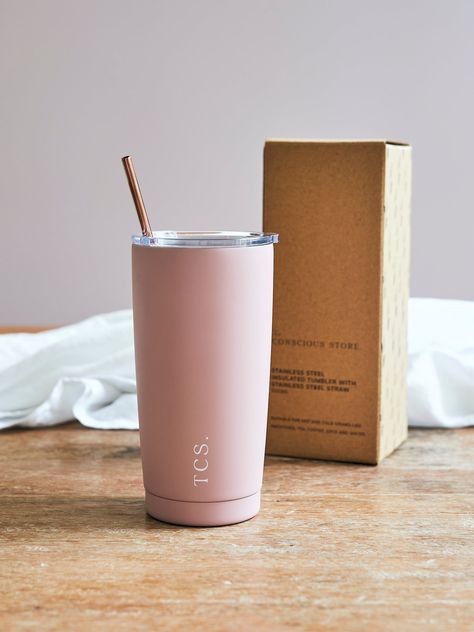 Perfect for on-the-go smoothies, coffee and juices. Our TCS Smoothie Tumblers are double walled, vacuum insulated and made from 304 grade premium stainless steel. The straw is also made from premium stainless steel. Our white and cobalt blue tumblers come with a black stainless steel straw and our dusk coloured tumbler comes with a rose gold stainless steel straw. Sorry these aren't changeable! Capacity: 500ml Dimensions: 23cm tall, 10cm diameter Cute Coffee Travel Mugs, Mugs Gift Ideas, Coffee Travel Mugs, Trendy Water Bottles, Bamboo Cups, Silicone Food Covers, Stainless Steel Containers, Nut Milk Bag, Bamboo Plates