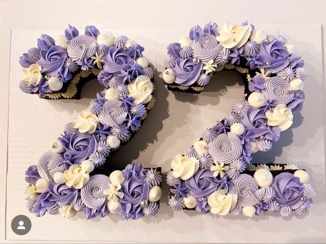 22 Birthday Cupcakes, Purple Number Cake, 25 Cupcake Cake Number, Lavender Number Cake, 26 Cupcake Cake Number, 21 Cupcake Cake Number, Pink And Purple Number Cake, 22nd Birthday Cakes, Number Birthday Cakes