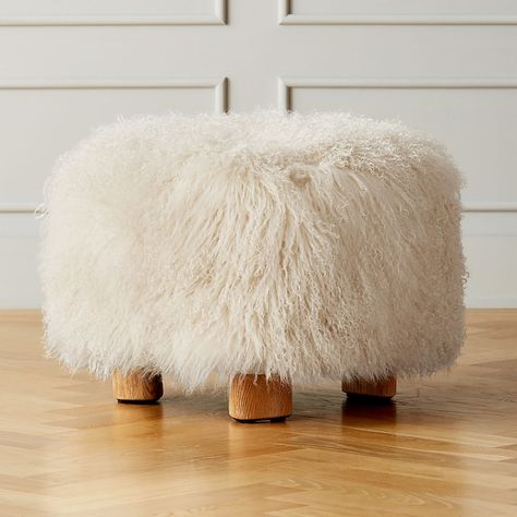 In-Stock Furniture: Ready-to-Ship Modern Sofas, Dining Tables & More | CB2 Linen Ottoman, Sheepskin Chair, Accent Stools, Modern Ottoman, Ottoman Design, Tufted Ottoman, Leather Pouf, Ottoman Stool, Leather Ottoman