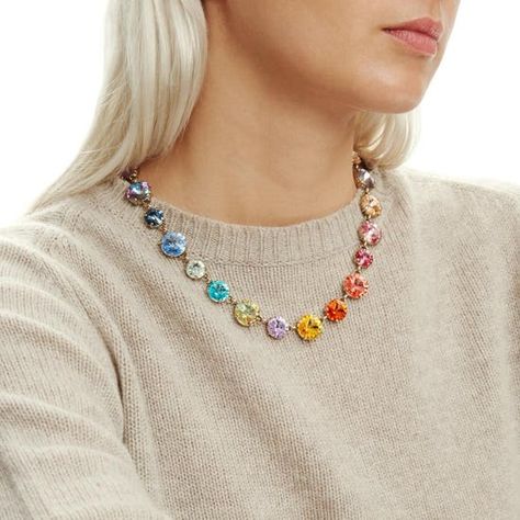 Rainbow Choker, Light Blue Sky, Roxanne Assoulin, Glowing Necklace, Safety Pin Earrings, Rainbow Rings, Just Live, Rainbow Fashion, Jeweled Earrings