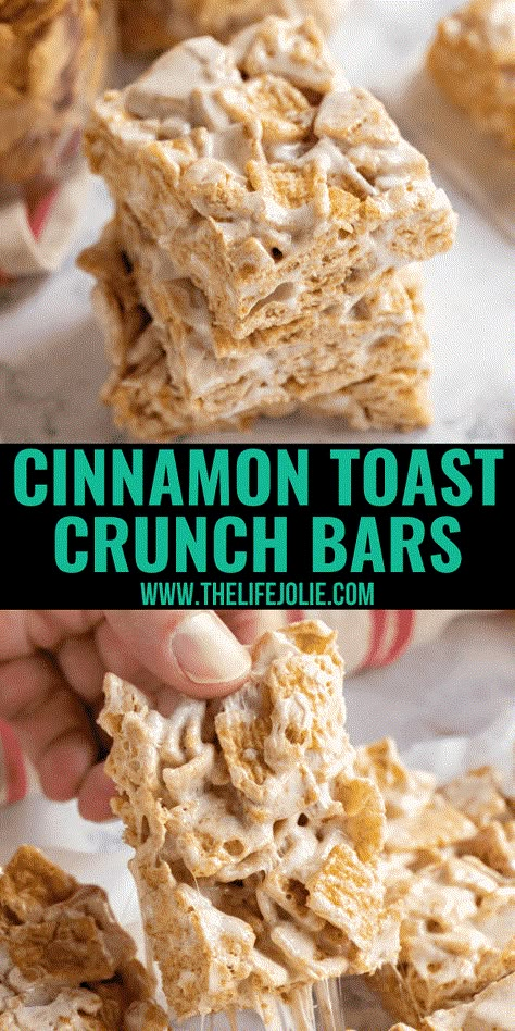 No Bake Cereal Bars, Cinnamon Toast Crunch Bars, Cereal Bars Recipes, Homemade Cereal, Crunch Recipe, Crunch Bars, Cinnamon Crunch, Krispie Treats Recipe, Crunch Cereal