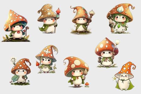 Mushroom Character Drawing, Creature Drawing Ideas, Mushroom Character Design, Fairydrop Art, Cute Blender, Halloween Ilustraciones, Mushroom Characters, Mushroom Person, Mushroom Creature