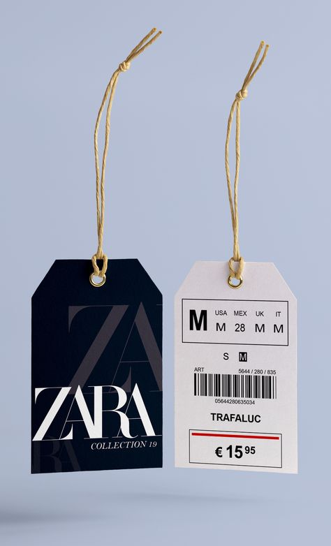 Etiqueta Zara on Behance Clothing Brand Tags Ideas, Packaging Fashion Design, Clothing Tag Design Ideas, Tag Design Label, Hang Tag Ideas, Label Tag Design, Clothing Tag Design, Hang Tags Clothing, Hang Tag Design