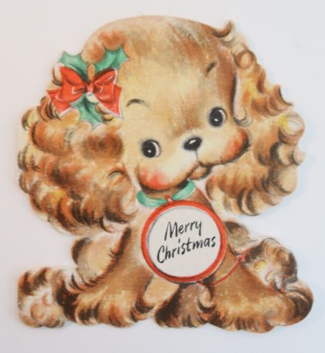 Merry Christmas Puppy Dog 1946 Vintage Greeting Card Hallmark 5X304-6 Cute Doggy | eBay Natal, Kitty And Puppy, Dog Spaniel, Hallmark Greeting Cards, Vintage Christmas Greeting Cards, Old Cards, Valentines Greetings, Valentine Greeting Cards, Adorable Puppy