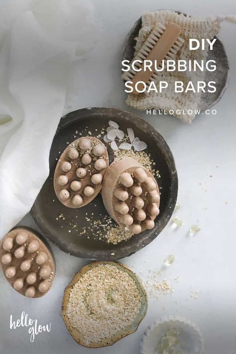 DIY Scrubbing Soap Bars - HelloGlow.co Diy Scrub Bars, Diy Bar Soap, Diy Sugar Scrub Bars, Sugar Scrub Bars, Exfoliating Soap Bar, Scrub Bars, Diy Sugar Scrub, Diy Soap Bars, Diy Massage