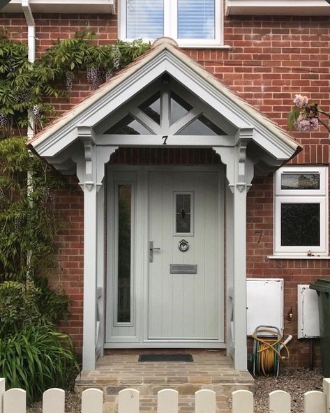 English Porch, Porch Designs Uk, Gable Roof Porch, Front Porch Ideas Uk, Porch Ideas Uk, Brick Porch, Porch Canopy, Porch Kits, Victorian Porch