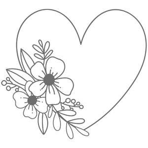 Embroidery Designs Drawing Easy, Heart With Flowers Drawing, Love Heart Drawing, Easy Flower Drawings, Digital Embroidery Patterns, Art Jewelry Design, Detailed Coloring Pages, Embroidery Template, Heart Drawing