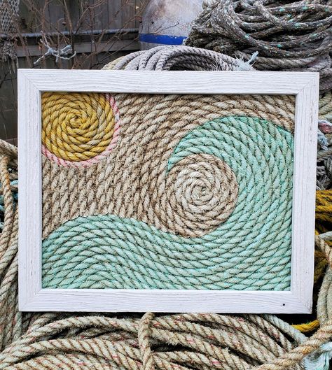 Rope Art from Found Ocean Trash Rope on Beaches in MA Ocean Trash, Rope Projects, Yarn Painting, Rope Decor, Jute Crafts, Trash Art, Rope Crafts Diy, Rope Crafts, Art Ocean