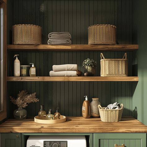 Create DIY floating shelves for your laundry room with our easy guide. Affordable, stylish, and perfect for organizing. Materials and tools from Amazon. Laundry Room Shelf Under Cabinets, Floating Shelves Above Laundry, Laundry Room Ideas Simple, Open Shelves In Laundry Room, Laundry Room Open Shelves, Laundry Room With Floating Shelves, Open Shelves Laundry Room, Floating Shelves Laundry, Laundry Room Floating Shelves