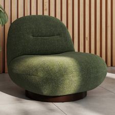 Accent Armchairs | Temple & Webster Green Armchair Living Room, Round Swivel Chair, Circle Chair, House Renos, Midcentury Furniture, Velvet Lounge Chair, Swivel Lounge Chair, Upholstered Swivel Chairs, Green Armchair