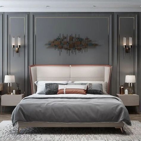 22+ Aesthetic Bedroom Accent Wall Ideas (2024 Trends) - DrExplains Picture Accent Wall, Bedback Designs, Luxe Bedroom, Bedroom Interior Design Luxury, Classy Bedroom, Modern Bedroom Interior, Accent Wall Bedroom, Classic Bedroom, Bedroom Bed Design