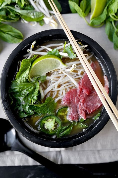 Easy Beef Pho Soup Recipe - Phở Bò | Pickled Plum Quick Pho Recipe, Pho Soup Recipe Easy, Pho Recipe Easy, Beef Pho Soup Recipe, Pho Soup Recipe, Pho Broth, Spaghetti With Ground Beef, Kung Pao Chicken Recipe, Pho Recipe