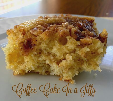 Coffee Cake 2 Jiffy Coffee Cake Recipe, Jiffy Mix Coffee Cake Recipe, Blueberry Coffee Cake Muffins, Cake Mix Coffee Cake, Iowa Recipes, Recipes Rhubarb, Jiffy Mix Recipes, Jiffy Recipes, Coffee Cake Cookies