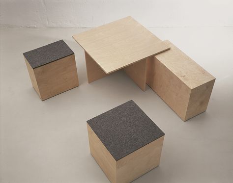 sanktjohanser | social cube Cube Seat, Cube Furniture, Exhibition Display Design, Cube Chair, Cube Table, Minimal Furniture, Box Bedroom, Versatile Furniture, Event Table