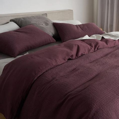 Minimalist Bedding Sets, Cottage Bedding, Waffle Duvet Cover, Minimalist Bedding, Unique Duvet Covers, Waffle Quilt, Linen Comforter, Cottage Bed, Purple Linen