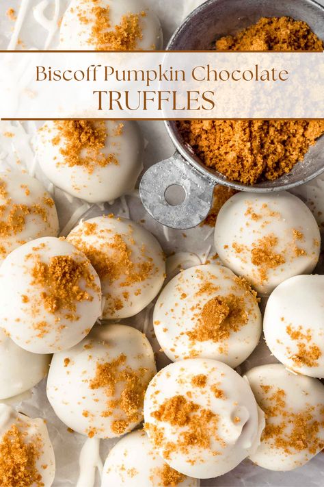 Biscoff Pumpkin Truffles Biscoff Pumpkins, Pumpkin Truffles No Bake, Pumpkin Biscoff, Best Rocky Road Recipe, Pumpkin Pie Truffles, Biscoff Truffles, Biscoff Chocolate, Pumpkin Truffles, Homemade Sausage Rolls