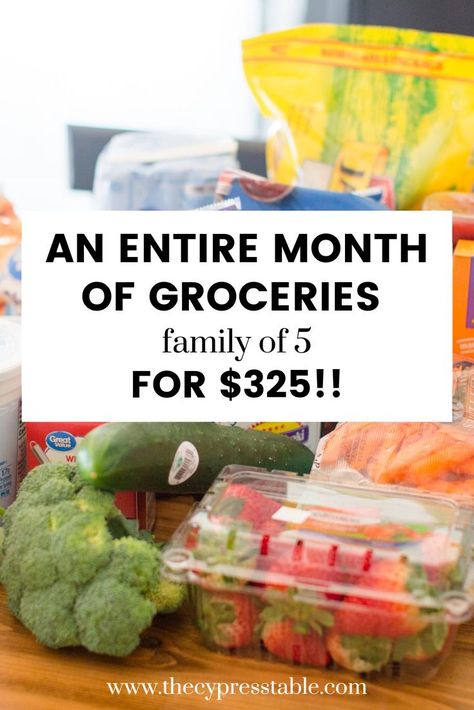 Grocery List For Family Of Five, $500 A Month Grocery Budget, Family Of 3 Grocery List, Family Of 5 Meals On A Budget, 50 Grocery Budget For 1, Monthly Grocery List, Family Grocery List, Grocery Planning, Weekly Grocery