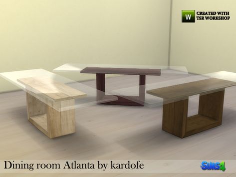 Dining table, modern design, combining the coolness of the glass with the warmth of the wood, in three color options  Found in TSR Category 'Sims 4 Dining Tables' Sims 4 Cc Furniture Kitchen Table, Sims 4 Kitchen Table, Sims 4 Cc Kitchen Table, Sims 4 Cc Furniture Dining Table, Sims 4 Modern Furniture, Sims 4 Cc Dining Room Table, Sims Dining Table, Sims 4 Cc Furniture Dining Room, Sims 4 Cc Tables