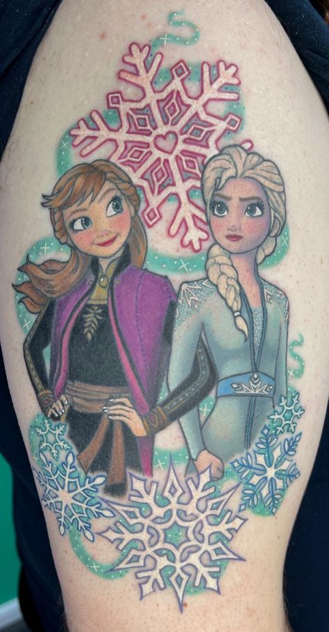 Elsa And Anna Tattoo, Elsa Tattoo Frozen, Elsa Tattoo, Anna Tattoo, Frozen Tattoo, Tattoos Disney, Birthday Tattoos, Tattoo Disney, Frozen Frozen