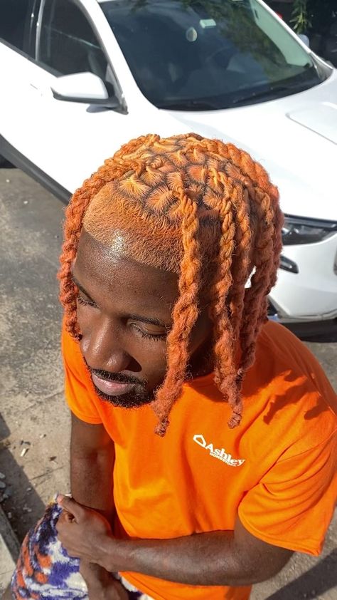 Orange Locs Men, Ginger Locs Men, Colored Locs Men, Dyed Braids, Orange Locs, Ginger Dreads, Dyed Locs Men, Dyed Dreads Men, Dyed Dreadlocks