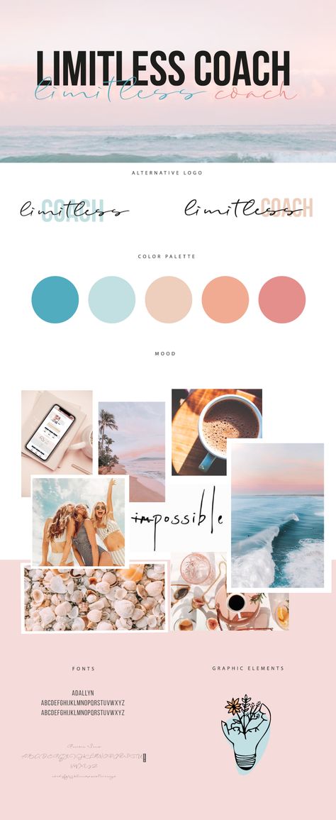 moodboard inspiration mood board design fresh and happy vibes summer feeling orange turquoise blue moodboard aesthetic moodboard layout moodboard color palette branding board design brand identity design / social media and brand strategist business / modern and feminine branding Mood Board Business Branding, Social Media Color Pallete, Social Media Mood Board Ideas, Summer Inspiration Board, Peach And Navy Color Palette, Colorful Moodboard Aesthetic, Branding Boards Inspiration, Mood Board For Branding, Personal Brand Mood Board