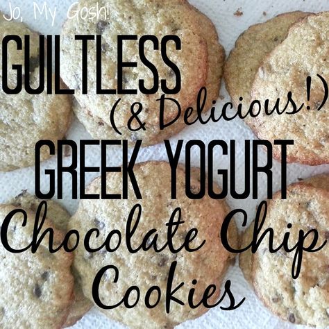 The cookies are soft and delicious-- and without even a smidge of butter or oil. Miracle cookies, to be sure. Low Fat Chocolate Chip Cookies, Guiltless Desserts, Greek Yogurt Cookies, Greek Yogurt Chocolate, Low Fat Cookies, Yogurt Chocolate, Yogurt Dessert, Healthy Chocolate Chip Cookies, Baby Recipes