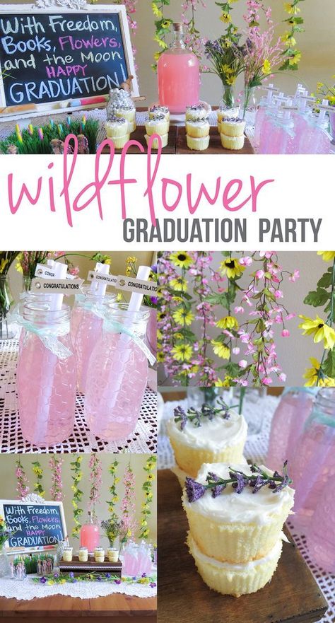 Spring Graduation Party, Wildflower Graduation Party, Wildflower Party, College Grad Party, Outdoor Graduation Parties, Senior Graduation Party, Graduation Party High, Graduation Open Houses, Graduation Party Diy