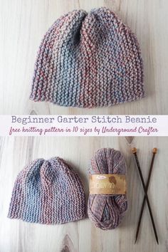 Flat Knit Beanie Pattern Free, How To Knit A Hat For Beginners, Knit A Beanie For Beginners, Easy Beanie Knitting Patterns Free, Flat Knit Hat Pattern Free, One Skein Knitting Projects, Easy Hat Knitting Patterns, Teaching Crochet, Macrame Things