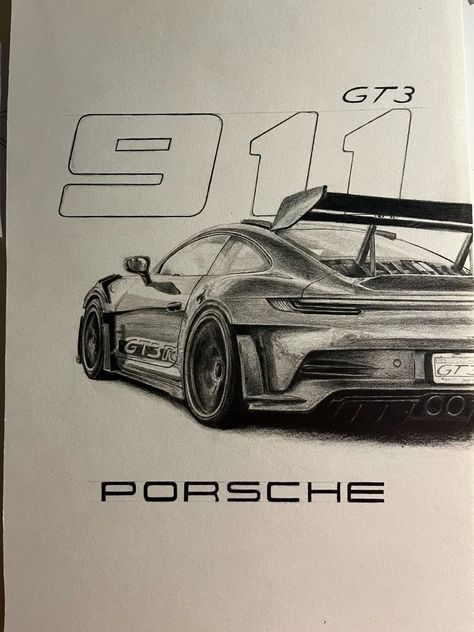 #porshe911 #porsche911 #porsche #gt3rs  #drawing #pencil #911gt3 Car Art Porsche, Pencil Drawings Architecture, Drawings Street Style, Porsche Logo Drawing, Porsche Pencil Drawing, Sport Cars Drawing, Car Drawing Porsche, Cars Sketch Pencil, Porsche Gt3 Drawing