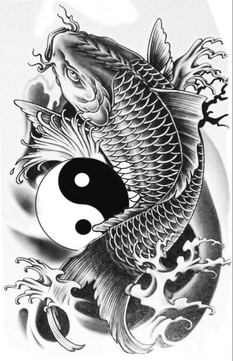 Koi Fish Drawing Tattoo, Pez Koi Tattoo, Tattoos Fish, Dragon Koi Tattoo Design, Tattoo Fishing, Japanese Fish Tattoo, Tato Irezumi, Coy Fish Tattoos, Fishing Tattoos