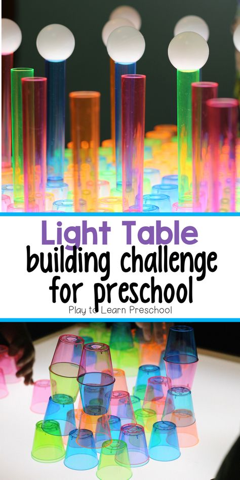 These simple products created for fun and learning on the light table. Preschoolers experimented with different stacking combinations, experienced color theory, and had tons of fun! #lighttable #stemactivity #preschool Light Cube Activities, Light Box Activities Preschool, Dinosaur Light Table Activities, Light And Dark Activities For Preschool, Technology Activities For Preschool, Light Table Preschool, Light Table Ideas For Preschoolers, Light Activities For Kids, Light Table For Kids