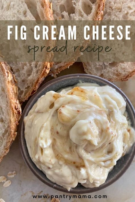 Compound Cream Cheese, Fig Cream Cheese Dip, Fig Cream Cheese Recipes, Figs And Cream Cheese, Cream Cheese Fig Jam Appetizer, Cream Cheese Bread Dip, Bread Spreads Recipes, Fig Spread Appetizer, Sourdough Bread Dip