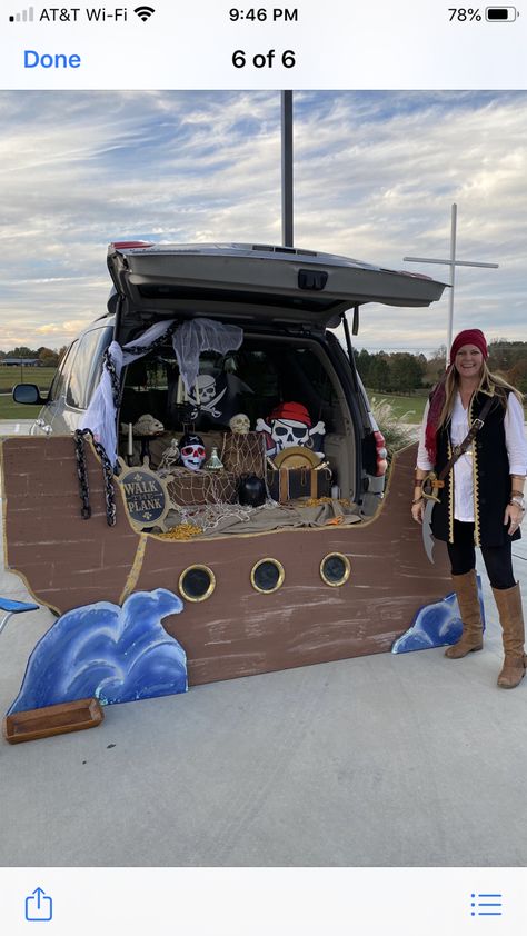 Pirate Boat Trunk Or Treat, Pirate Trunk Or Treat Games, Pirate Car Decorations, Pirates Of The Caribbean Trunk Or Treat Ideas, Trunk Or Treat Ideas Pirates, Goonies Trunk Or Treat, Pirate Trunk Or Treat Ideas For Suv, Pirate Ship Trunk Or Treat Ideas, Neverland Trunk Or Treat Ideas