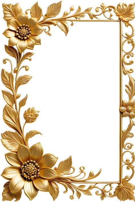 Frame Photo Background, Gold Border Png Transparent, Luxury Certificate Design, Wedding Borders Frames, Flower Frames And Borders, Gold Frame Background, Gold Border Frame, Book Themed Wedding Invitations, Invitation Card Background