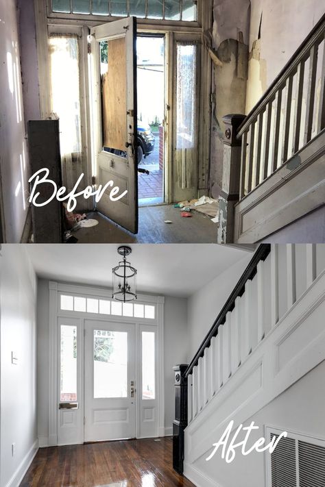 Renovated Historic Homes, Victorian House Remodel Before And After, Whole House Renovation Before And After, 1890 House Remodel, Staircase Before And After Renovation, Redo Old House, Renovated Old Farmhouse Interior, House Reconstruction Before After, Flipping Old Houses