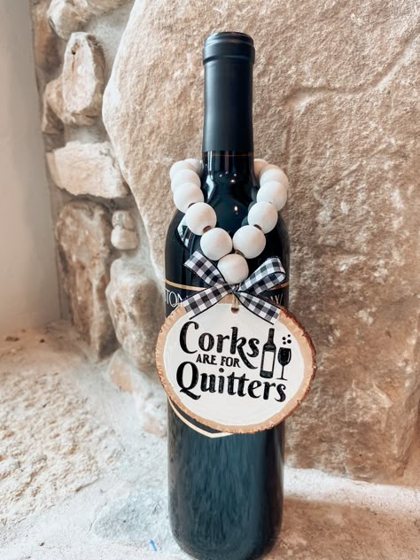 Wine Tags Diy, Corks Are For Quitters, Wine Bottle Gift Tags, Wine Gift Tags, Handmade Candles Diy, Wine Bottle Charms, Bottle Gift Tags, Wine Sayings, Wine Bottle Ideas