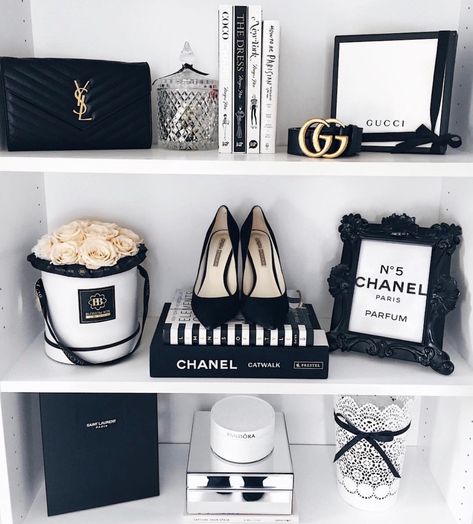 Chanel Bedroom, Chanel Room, Chanel Decor, Glam Bedroom, Closet Decor, Glam Room, Shelf Styling, Room Ideas Bedroom, Closet Design