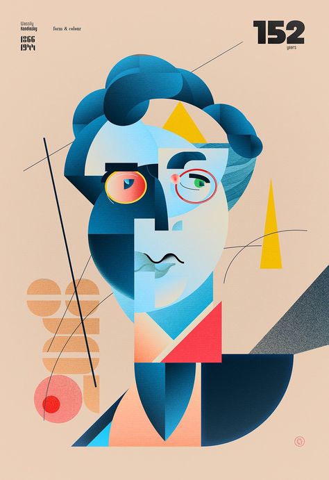 Bauhaus Art Paintings Wassily Kandinsky, Cubism Face, Bauhaus Illustration, Geometric Mask, Bauhaus Painting, Geometric Portrait, Kandinsky Art, Fruits Drawing, Bauhaus Art