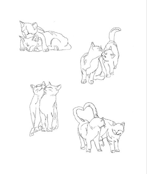 Pair Of Cats Tattoo, Two Cats Tattoo Designs, Cats In Love Tattoo, Cat Tattoo Coquette, Cats Cuddling Tattoo, Double Cat Tattoo, Cat And Kitten Tattoo, Two Cats Tattoo Simple, Cat In A Box Tattoo