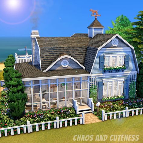 Sims 4 Seaside Cottage, Beach Cottage Sims 4, Seaside Cottage Floor Plans, The Sims 4 Beach Houses Ideas, Sims 4 Lighthouse Build, The Sims 4 Coastal House, Sims 4 Houseboat, Ts4 Brindleton Bay House, Sims 4 Harrie Coastal