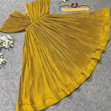 Catalog Name: *Party Wear Top Gown* NF-(1041)* *💃 Gown 💃* Yellow Colored Colour Embroidered Attractive Party Wear Georgette Top Plazzo has a Regular-fit and is Made From High-Grade Fabrics And Yarn. 💃 *Gown Fabric* :- Crush Shinone Fabric 💃*Gown Inner* :- Micro Cotton 💃 *Top Fabric* :- Position Print With 3mm Sequance Work 💃 *Top Inner* :- Micro 💃 *Top Work* :- 3mm Sequence Work , Multi Needle Work, Coding work, Embroidery Work, Zari Work. 💃 *Type* : *Top* :- Fully Stitched ( XL-42... Party Wear Top, Crush Fabric, Gown Yellow, Cotton Gowns, Georgette Tops, Fashion Gowns, Sequence Work, Wedding Function, Zari Work