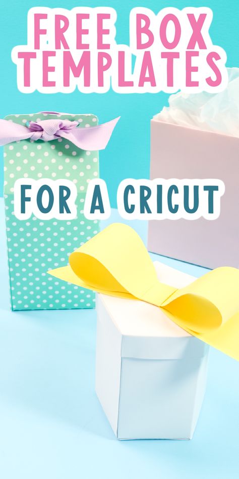 Download free Cricut box templates and use them to make boxes, gift bags, and so much more right on your machine! #cricut #cricuttemplates #cricutmachine Free Svg Box Templates, Cricut Joy Gifts, Box Template Printable Free Patterns, Cricut Box Templates, Cricut Box Templates Free, 3d Box Template, Box Template Maker, Gift Box Template Printable, Gift Box Template Free