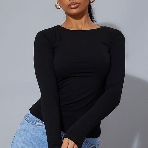 Longsleeve bodycon Top✨ Size:Medium(can fit 10-14) Price:8500 Colors(Black&Brown) Tight Black Long Sleeve Shirt, Black Longsleeves Outfit, Black Long Sleeve Shirt Outfit, Tight Black Shirt, Long Sleeve Tee Outfit, Longsleeves Outfit, Black Shirt Long Sleeve, Black Sambas, Thrift Manifest