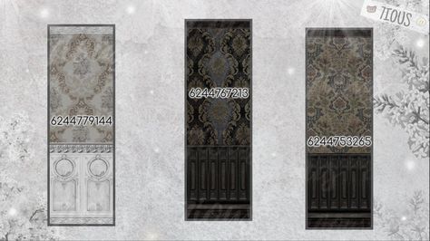 Victorian Wallpaper Bloxburg, Bloxburg Library, Wallpaper Bloxburg, Bloxburg Victorian House, Rh Dorm, Codes Wallpaper, Castle Layout, Modern Decals, Rh Outfits