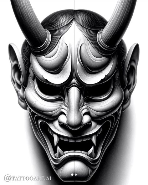 Rafa Tattoo, Hannya Maske Tattoo, Mascara Hannya, Hanya Mask Tattoo, Mask Tattoos, Hannya Maske, Japanese Geisha Tattoo, Samurai Mask Tattoo, Ninja Tattoo