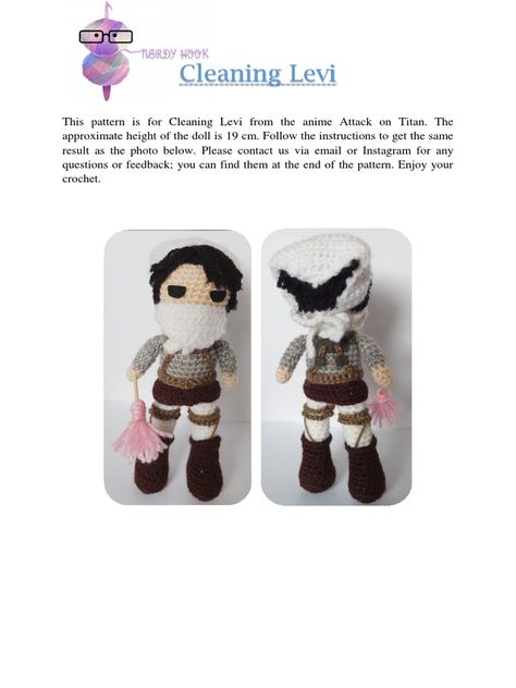 Crochet Doll Shirt Free Pattern, Crochet Attack On Titan, Attack On Titan Crochet, Wanna Recreate, Crochet Rabbit, Rabbit Dolls, Attack On Titan Levi, Doll Stands, Black Thread