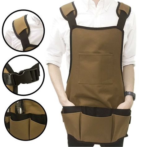 Descriotion: MATERIAL: This carpenters apron is made of strong, durable and water resistant 16oz waxed canvas + PU leather straps, guarantee durable and long use life Adjustable SIZE: 23.6"L x 19.7"W, with adjustable shoulder and waist straps to fit everyone PLENTY OF PRACTICAL POCKETS: Hold all your tools together and save much time, no need to look for them everywhere PERFECT GIFTS FOR FATHER DAY: Ideal Item for carpenters, woodworkers, mechanics, machinists, gardeners, artists, chefs, bakers, Shop Tool Boxes, Mechanic Clothes, Garden Apron, Pocket Garden, Tool Apron, Shop Apron, Craft Apron, Work Aprons, Pocket Tool