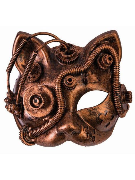 Vampire Attire, Aesthetic Clocks, Steampunk Masks, Steampunk Rabbit, Cat Masquerade Mask, Catwoman Costume, My New Life, Bronze Accessories, Steampunk Mixed Media