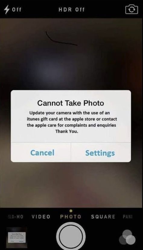 Phone Needs Itunes Card, Iphone Camera Needs Apple Card, Bad Iphone Camera Format, Bad Camera Proof For Client, Camera Disabled Iphone Format, Phone Camera Spoil Format, Fake Phone Call Screen, Camera Issue, Fake Video Call Screen